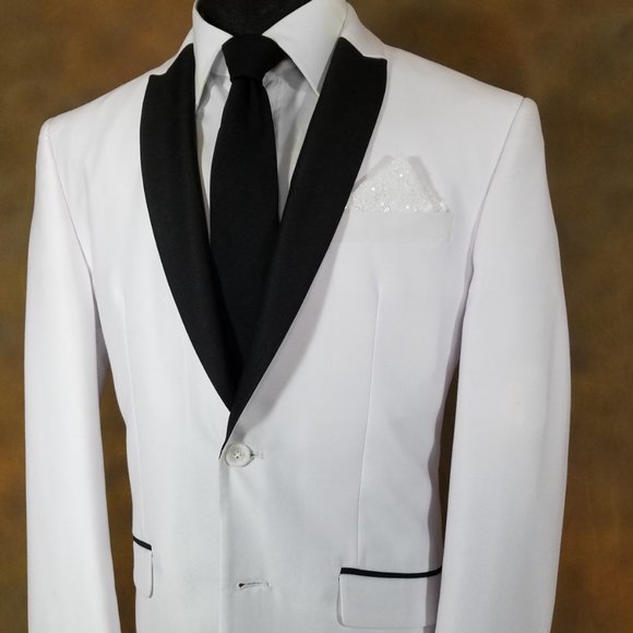 Men's Sequin Pre-Folded Pointed Pocket Square Insert - White - Picture 2 of 8